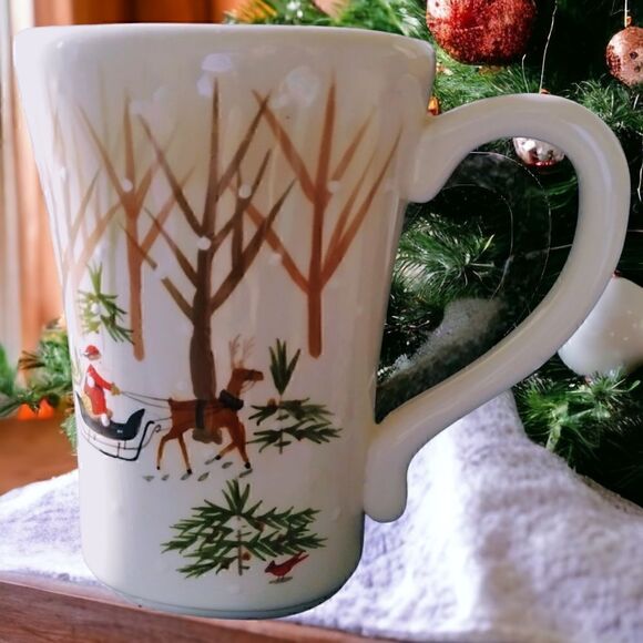 HALLMARK Glazed Ceramic Winter Scene MUG VINTAGE LARGE - Picture 1 of 12